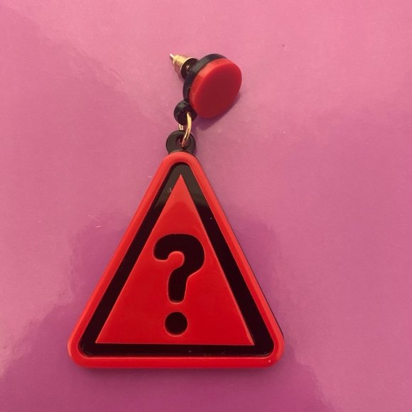 Caution Exclamation Point / Question Mark Earrings - Picture 2 of 3